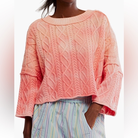 Free People Sweaters - Free People NWT Relaxed Fit Washed Ashore Cable Stitch 100% Cotton Sweater s/m